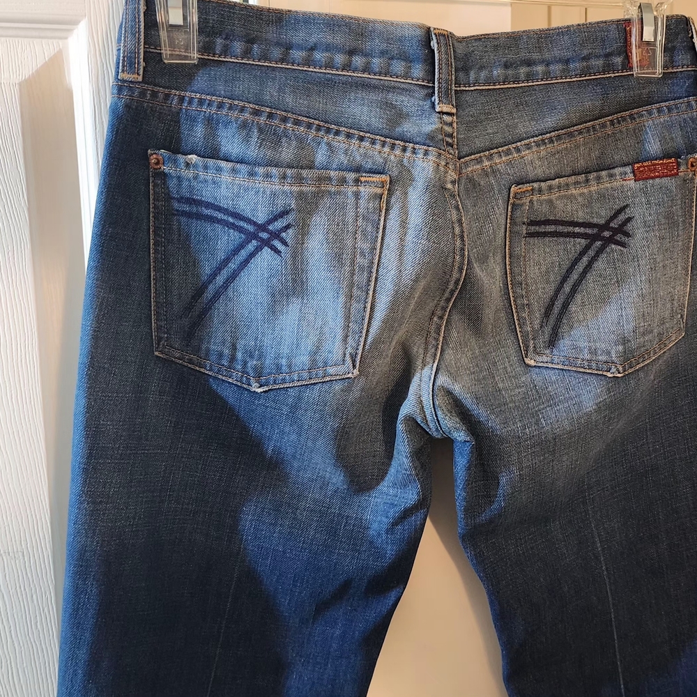 7 For All Mankind Dark Blue Flare Jeans - Picture 3 of 8